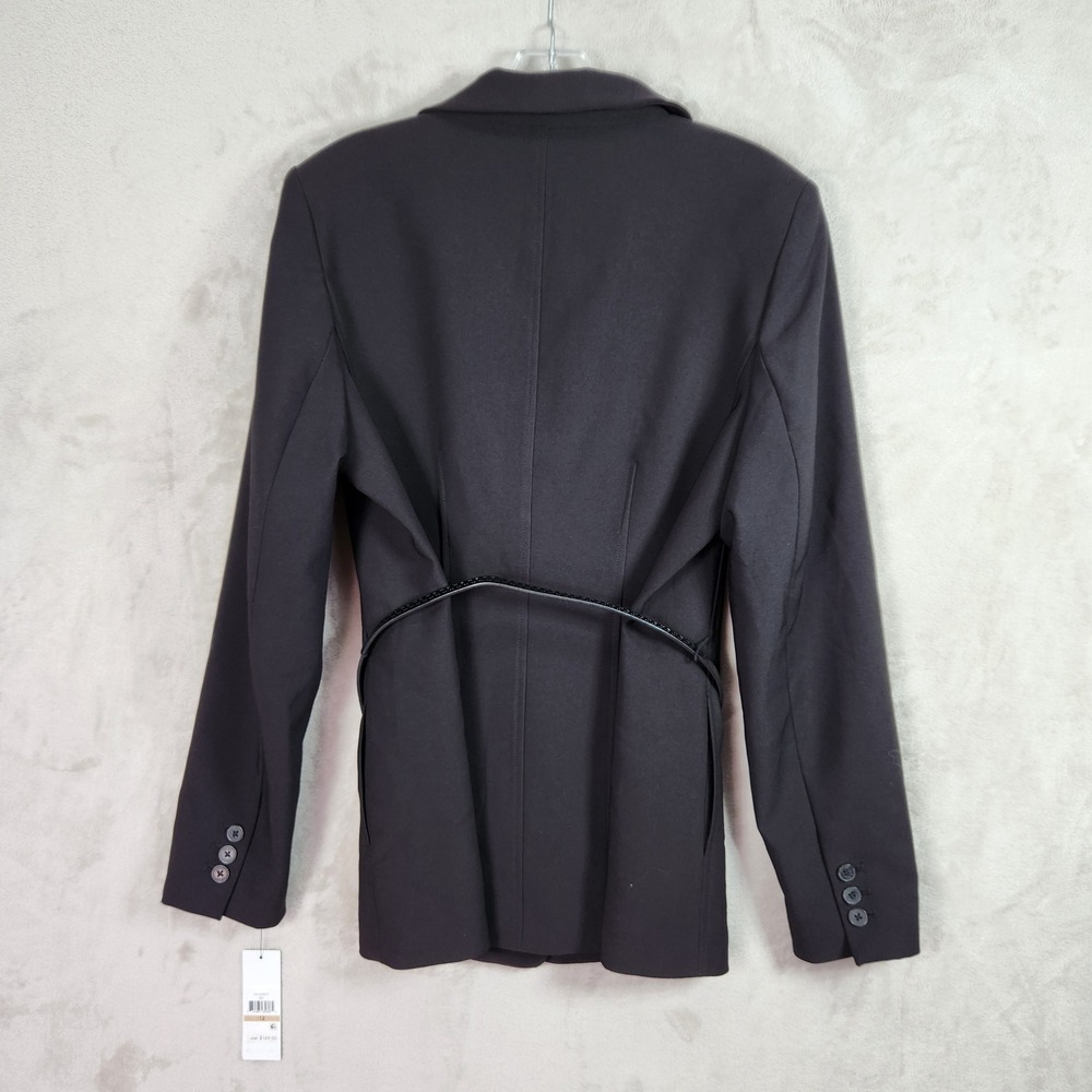 DKNY Blazer‎ Jacket Womens 12 Black Belted Professional Career Interview Office - Picture 2 of 11